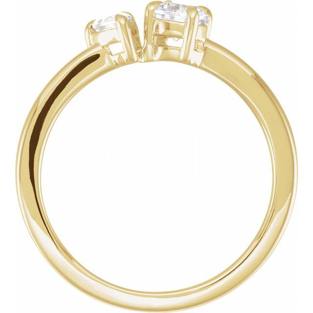 14K Yellow Gold Pear 5 X 3.5 Mm Polished 5/8 Ctw Lab-Grown Diamond 2-Stone Ring, Size 7