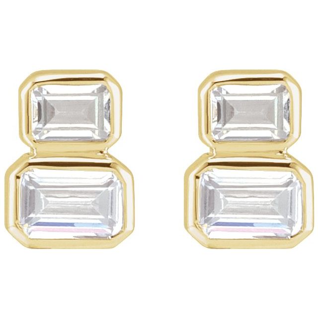14K Yellow Gold Emerald 4.5 X 3 Mm Friction Backs Polished 1 Ctw Lab-Grown Diamond Earrings