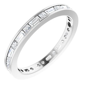 14K White Gold Straight Baguette 2.5 X 1.5 Mm G-H Si2-Si3 3/4 Ctw Natural Diamond Eternity Band Size 6