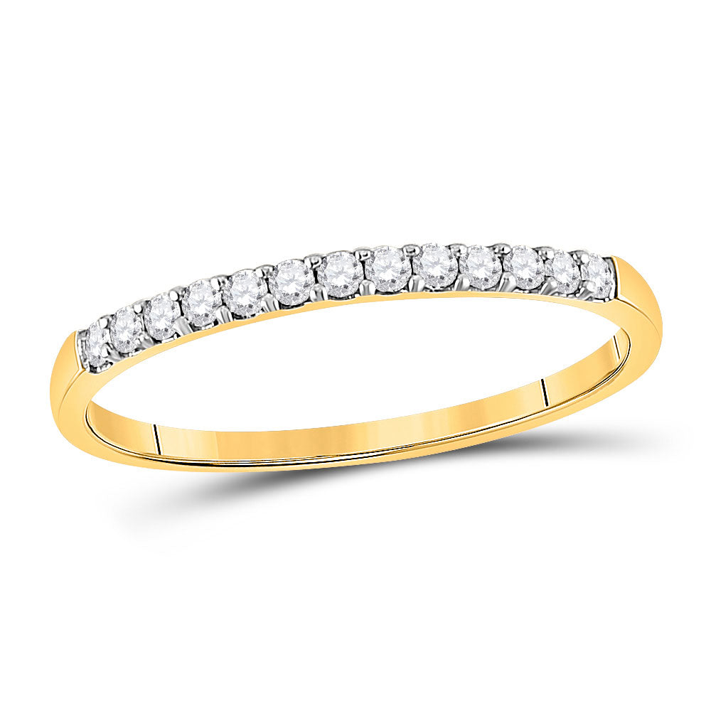 10K Yellow Or White Gold Womens Round Pave-set Diamond Wedding Band 1/6 Cttw, Womens Size: 5-10
