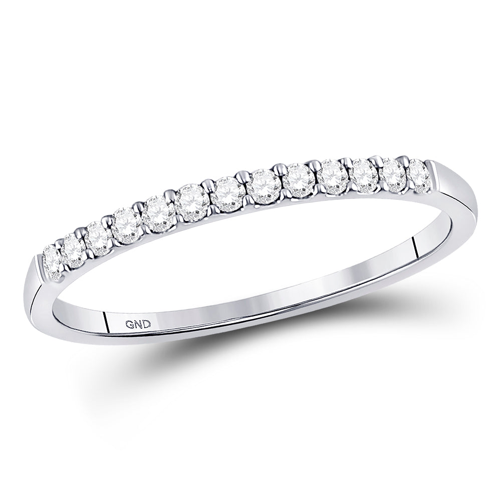 10K Yellow Or White Gold Womens Round Pave-set Diamond Wedding Band 1/6 Cttw, Womens Size: 5-10