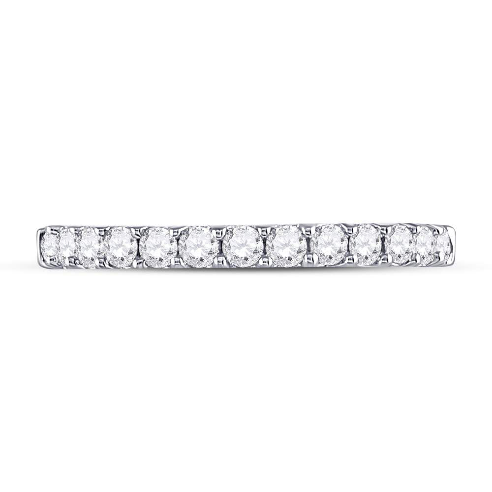 14K White Gold Womens Round Diamond Single Row Wedding Band 1/2 Cttw, Womens Size: 5-10