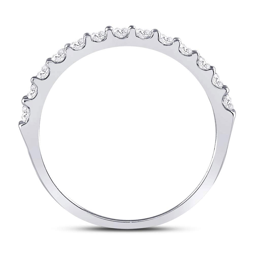 14K White Gold Womens Round Diamond Single Row Wedding Band 1/2 Cttw, Womens Size: 5-10