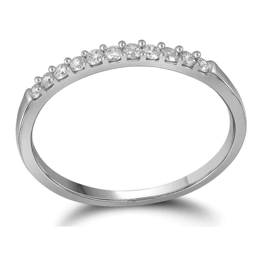 10K White Gold Womens Round Diamond Wedding Band Ring 1/6 Cttw, Womens Size: 5-10