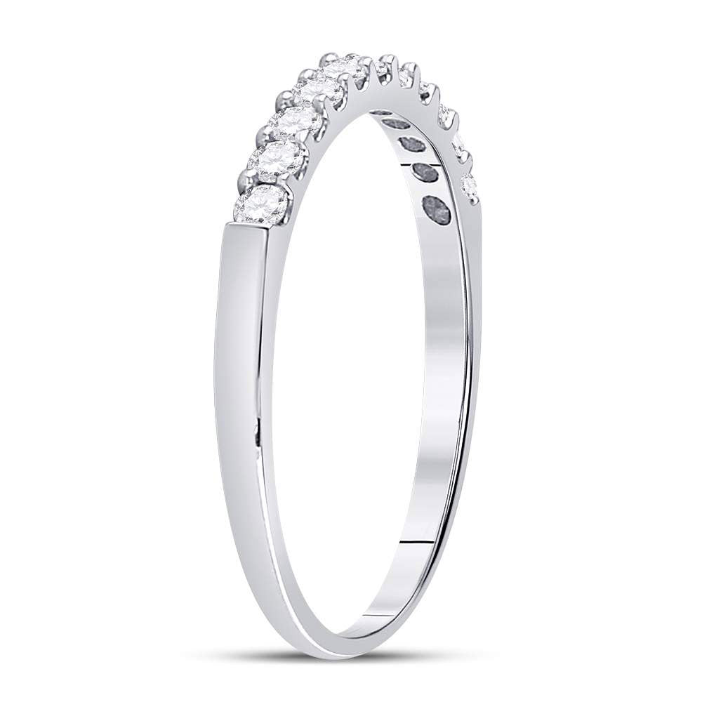 14K White Gold Womens Round Diamond Single Row Wedding Band 1/4 Cttw, Womens Size: 5-10