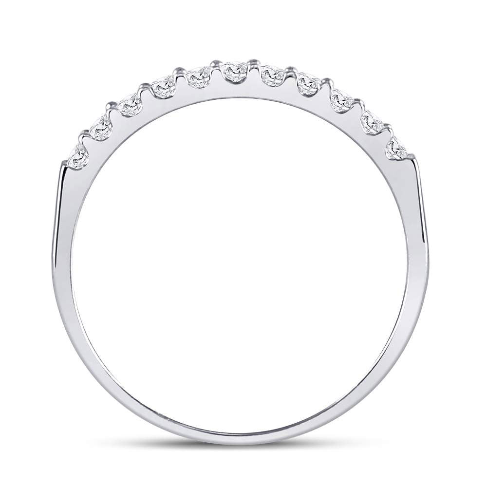 14K White Gold Womens Round Diamond Single Row Wedding Band 1/4 Cttw, Womens Size: 5-10