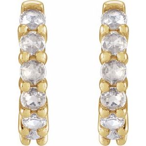 14K Yellow Gold Pair Round Shape 2Mm Vs1-Si1, Ghi 1/5 Ctw Natural Rose-Cut Diamond Hinged Hoop Earrings, Length: 12.21 Mm, Thickness: 2.32 Mm