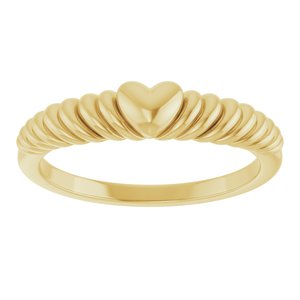 14K Yellow Gold Polished Rope Heart Dome Ring Size 7