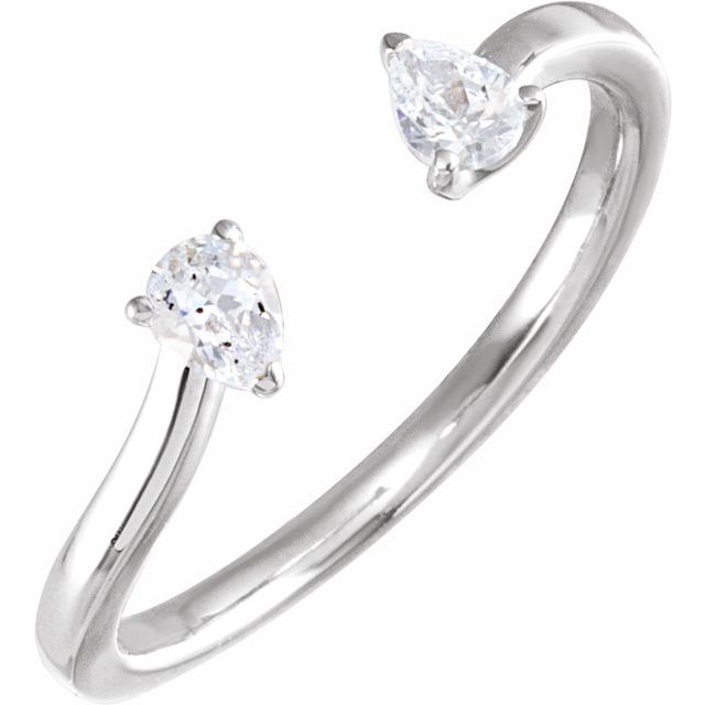 14K Yellow Or White Gold Pear 4 X 3 Mm Polished 1/5 Ctw Lab-Grown Diamond 2-Stone Ring, Size 7