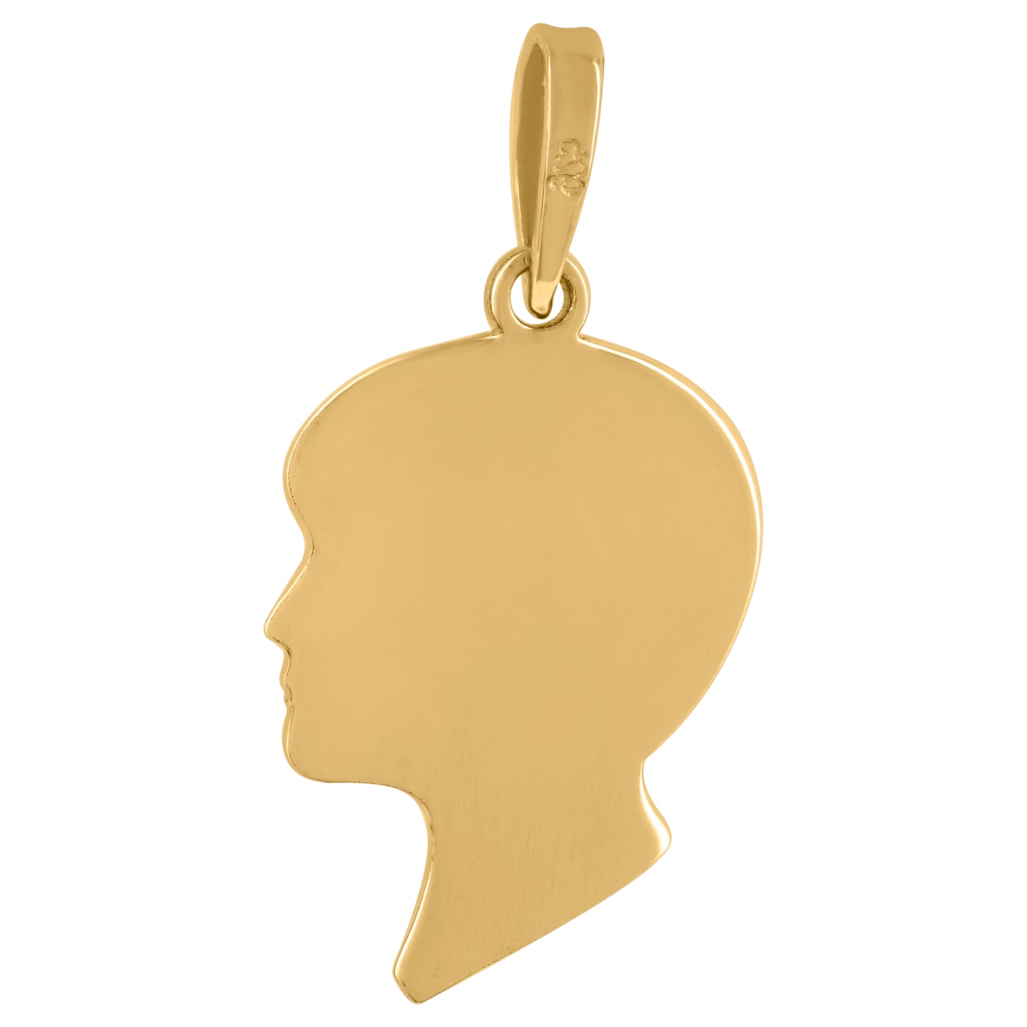 Sterling Silver Mens Fashion Boy Head Disc Engraveable Charm Pendant
