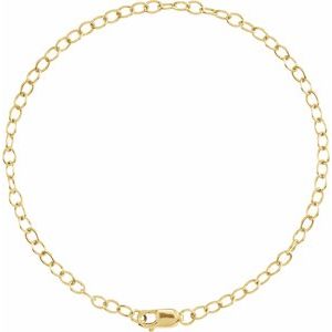 14K Yellow Or White Or Rose Gold Or Sterling Silver Or Gold Filled 2.5 Mm Lobster Clasp Cable 7" Chain