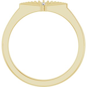 14K Yellow Gold Round 1.5 Mm .015 Ct Natural Diamond Fan Ring Size 7