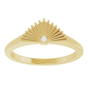 14K Yellow Gold Round 1.5 Mm .015 Ct Natural Diamond Fan Ring Size 7