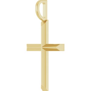 18K Yellow Gold-Plated Sterling Silver 23 X 13 Mm Polished Knife Edge Cross Pendant