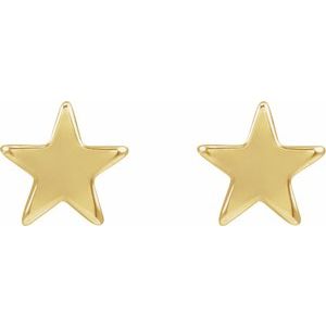 14K Yellow Gold 4 Mm Pair Friction Backs .37 In Polished Star Earrings