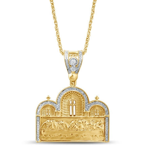 10K Yellow Gold 0.19-0.21 Cttw Diamond "The Last Supper" Charm