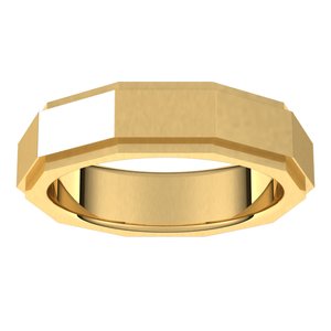 10K Yellow Gold 6 Mm Polished Geometric Stepped Edge Band Size 6