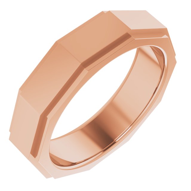 14K Or 10K Yellow Or Rose Gold 6 Mm Polished Geometric Stepped Edge Half Round Band