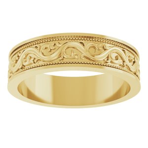 14K Yellow Gold 6 Mm Polished Sculptural Band Size 10