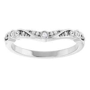 14K White Gold Round 1.3 Mm Polished .05 Ctw Natural Diamond Matching Band Band Size 7