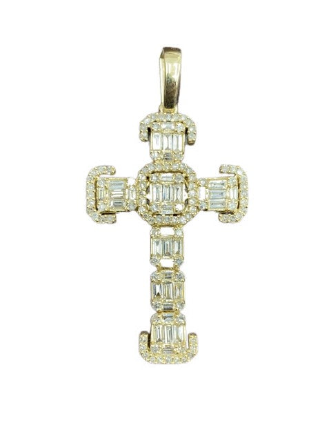 10K Yellow Gold 1.13-1.17 Cttw Diamond " Cross" Charm