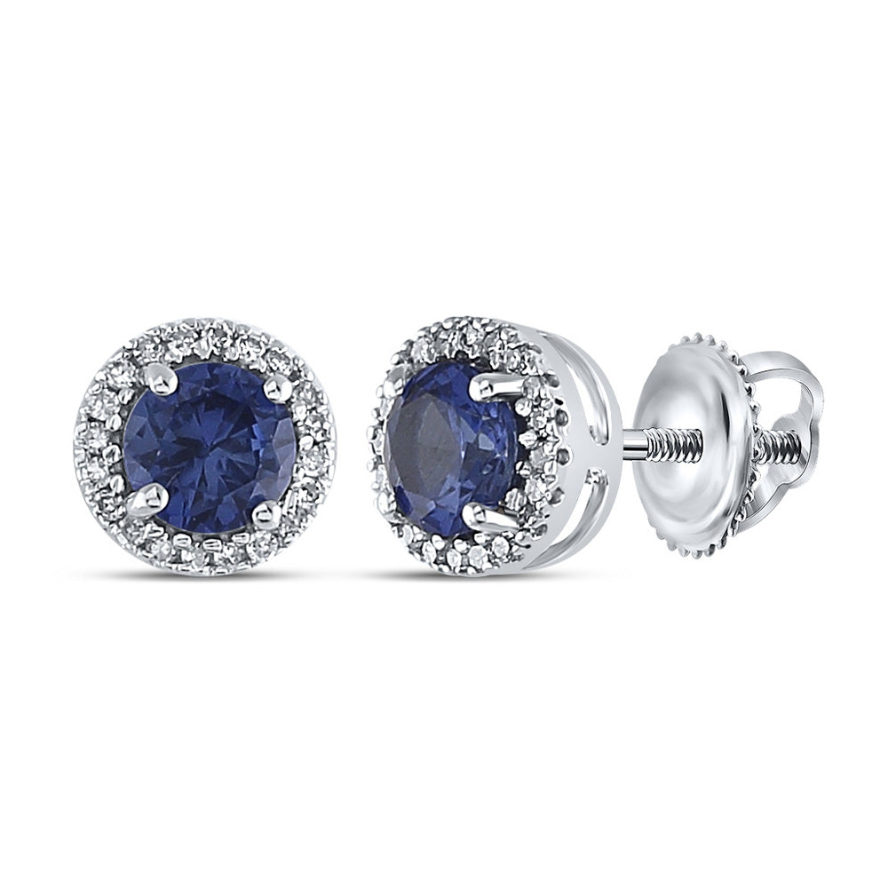 10K Yellow Gold Or Sterling Silver Womens Round Synthetic Solitaire Stud Earrings, Length: 0.28 In, Width: 0.28 In
