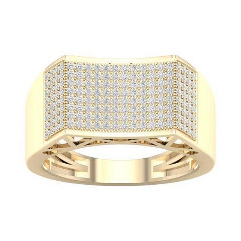 10K Yellow Gold 0.50 Cttw Diamond Mens Micropave Rings