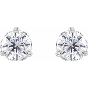 14K White Gold Round 4Mm Si1-Si2, Gh 1/2 Ctw Lab-Grown Diamond 3-Prong Scroll Friction Back Earrings