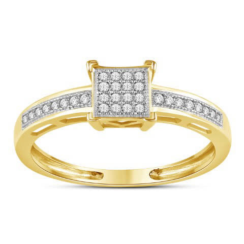 10K Yellow Gold 0.10 Cttw Diamond Ladies Micropave Rings