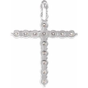 14K White Gold Round Si1-Si2, G-H Polished Lab-Grown Diamond Cross Pendant