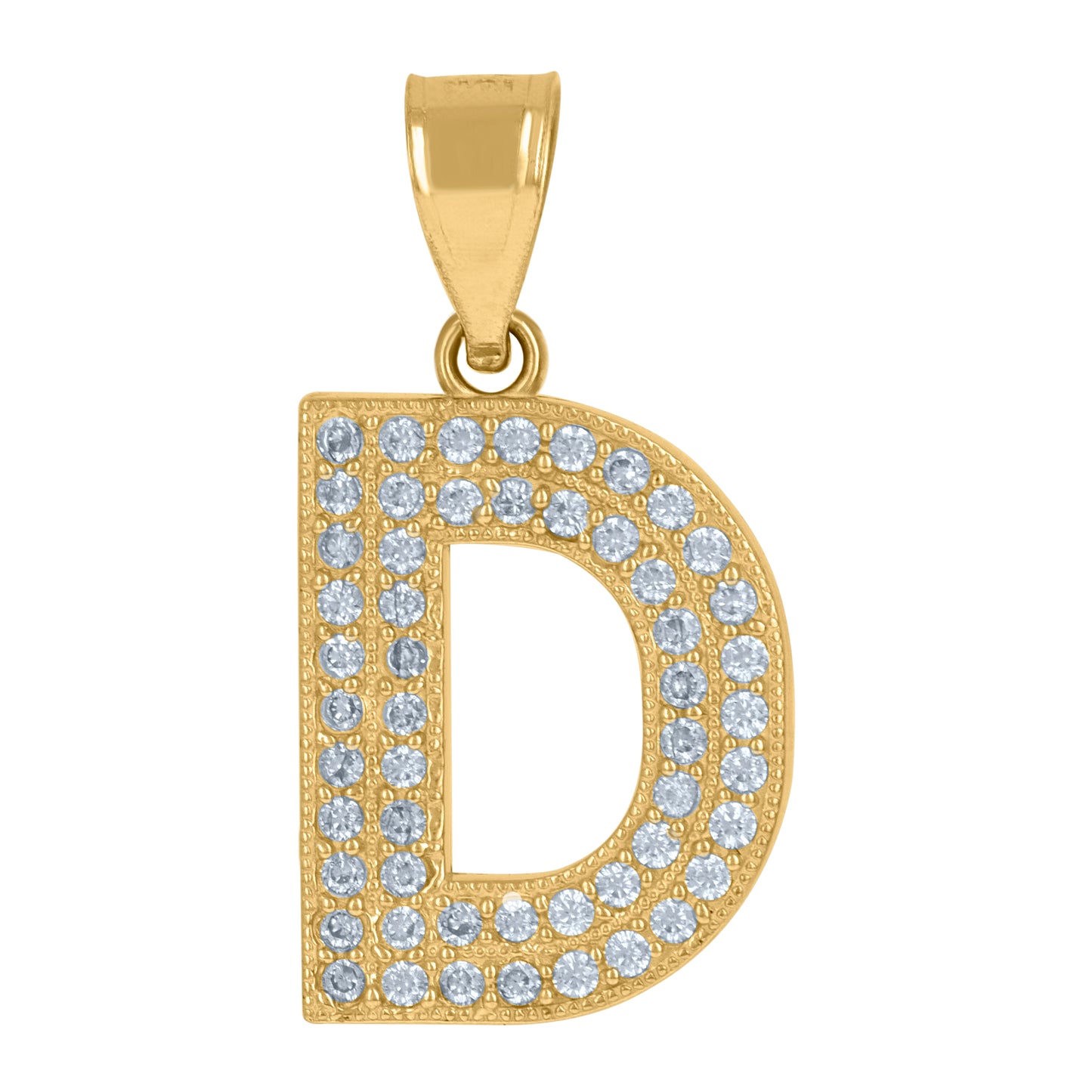 10K Yellow Gold Womens Cubic Zirconia Alphabet Initial Charm Pendant