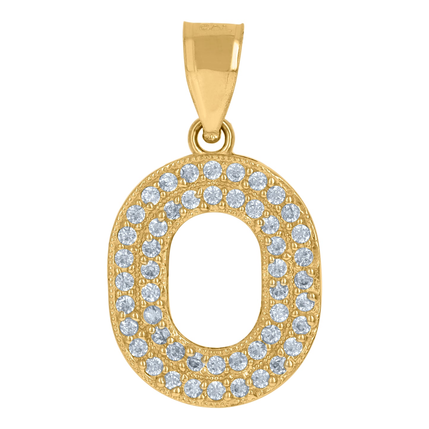 10K Yellow Gold Womens Cubic Zirconia Alphabet Initial Charm Pendant
