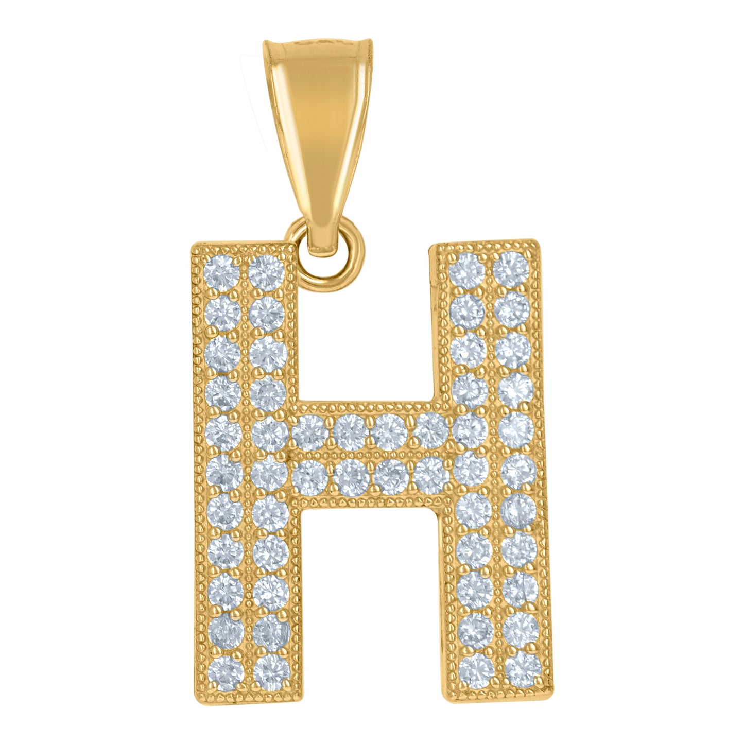 10K Yellow Gold Womens Cubic Zirconia Alphabet Initial Charm Pendant