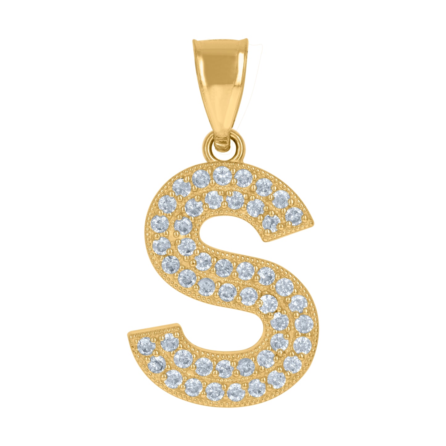 10K Yellow Gold Womens Cubic Zirconia Alphabet Initial Charm Pendant