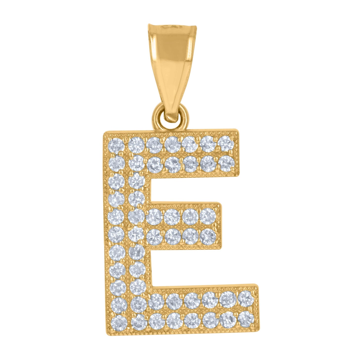 10K Yellow Gold Womens Cubic Zirconia Alphabet Initial Charm Pendant