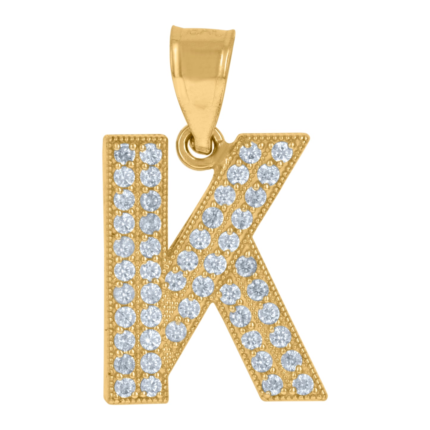 10K Yellow Gold Womens Cubic Zirconia Alphabet Initial Charm Pendant