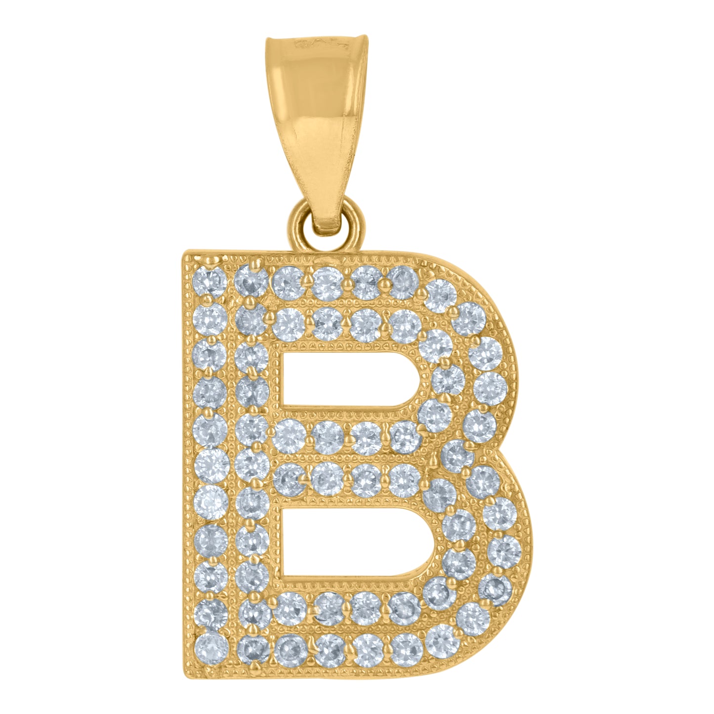 10K Yellow Gold Womens Cubic Zirconia Alphabet Initial Charm Pendant