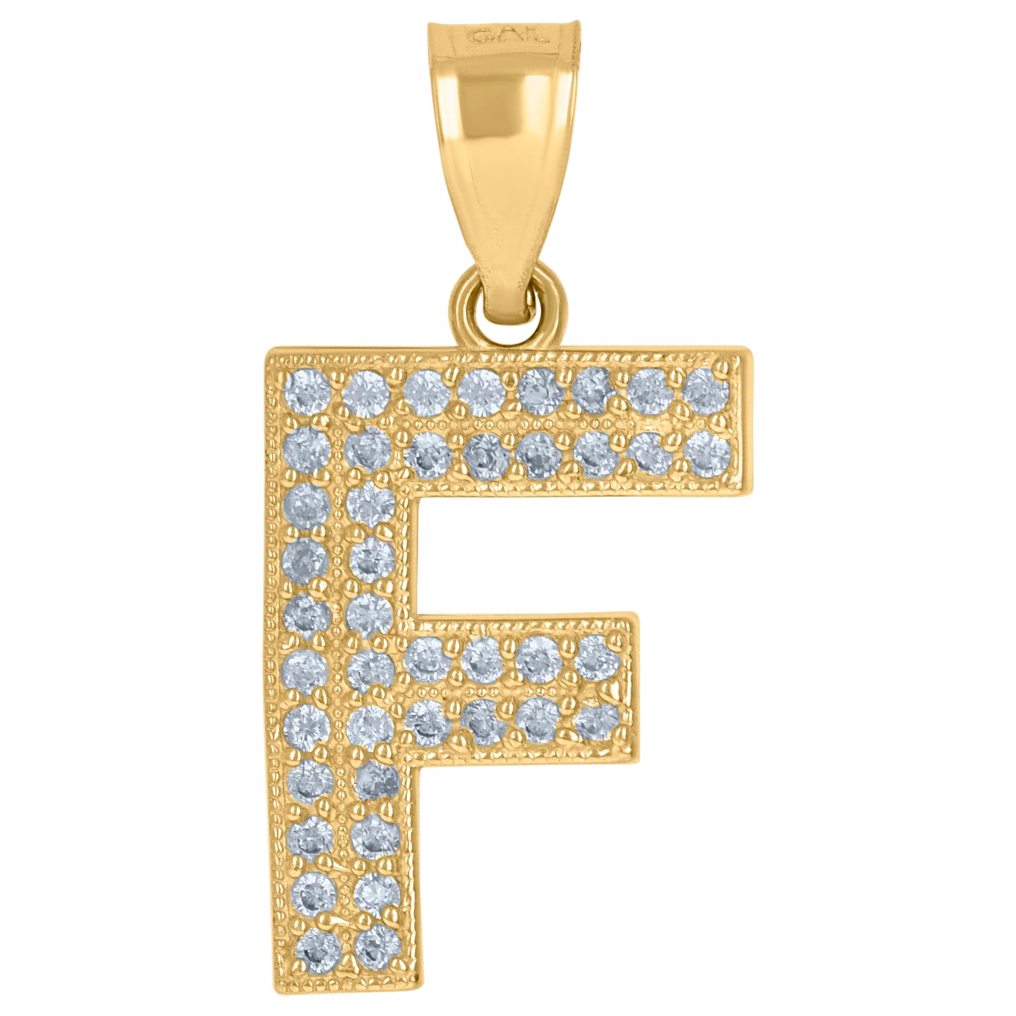 10K Yellow Gold Womens Cubic Zirconia Alphabet Initial Charm Pendant