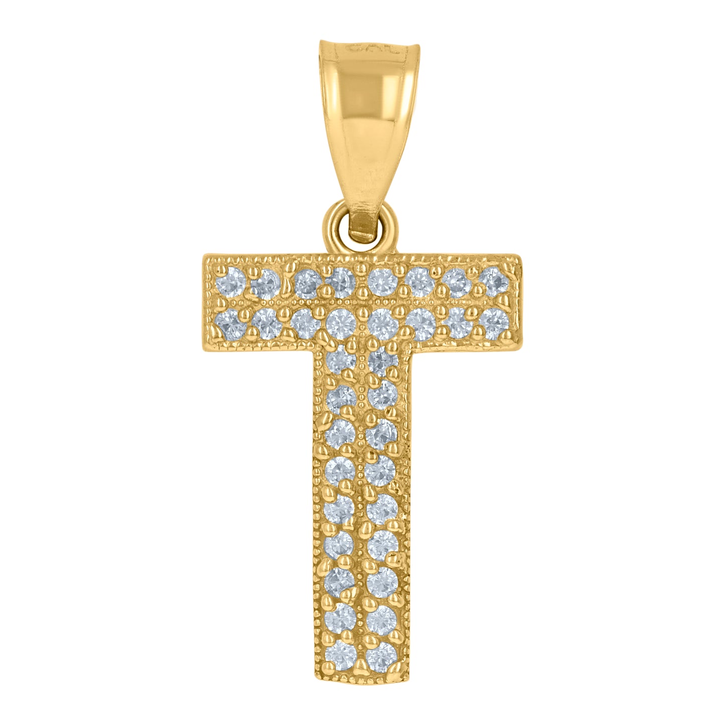 10K Yellow Gold Womens Cubic Zirconia Alphabet Initial Charm Pendant