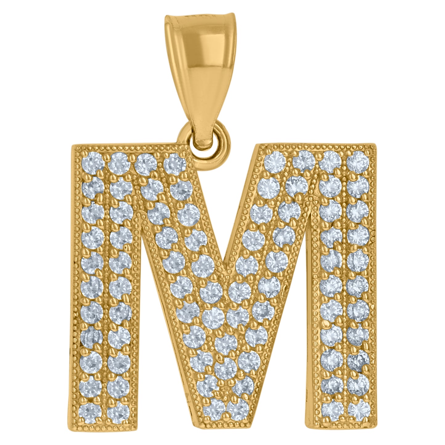 10K Yellow Gold Womens Cubic Zirconia Alphabet Initial Charm Pendant