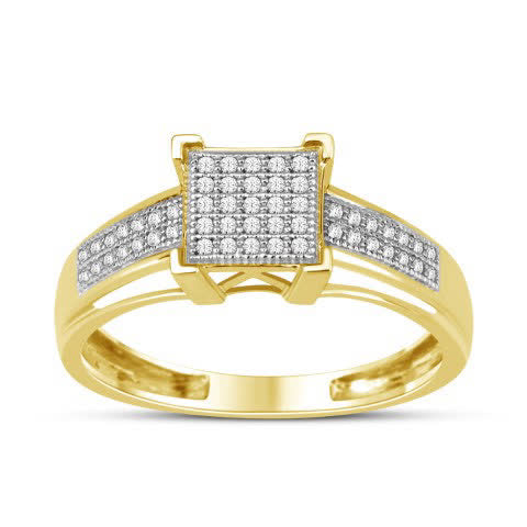 10K Yellow Gold 0.15 Cttw Diamond Ladies Micropave Rings