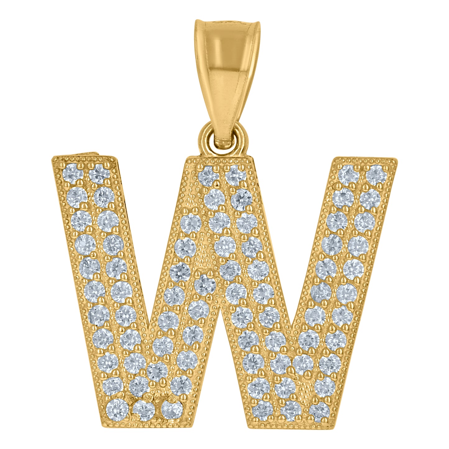 10K Yellow Gold Womens Cubic Zirconia Alphabet Initial Charm Pendant