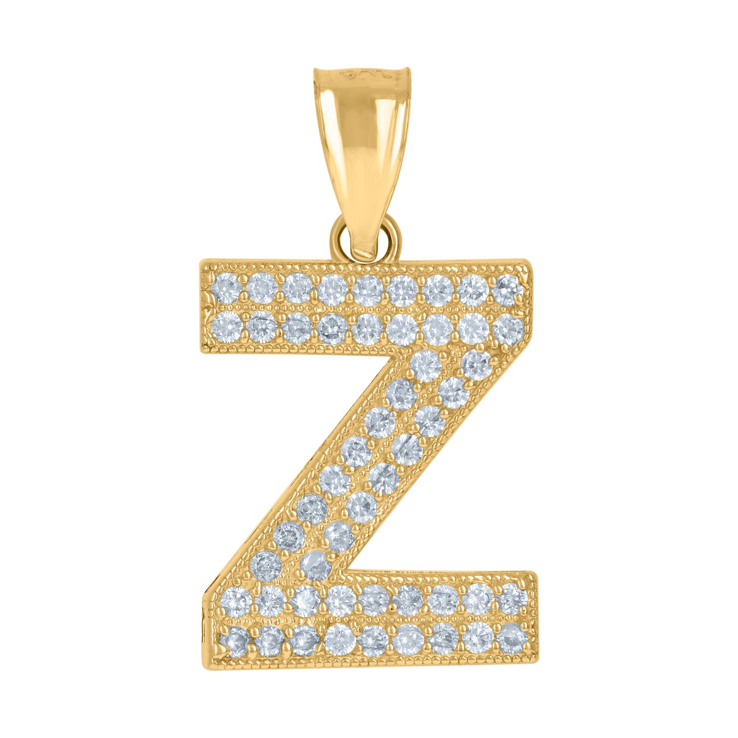 10K Yellow Gold Womens Cubic Zirconia Alphabet Initial Charm Pendant