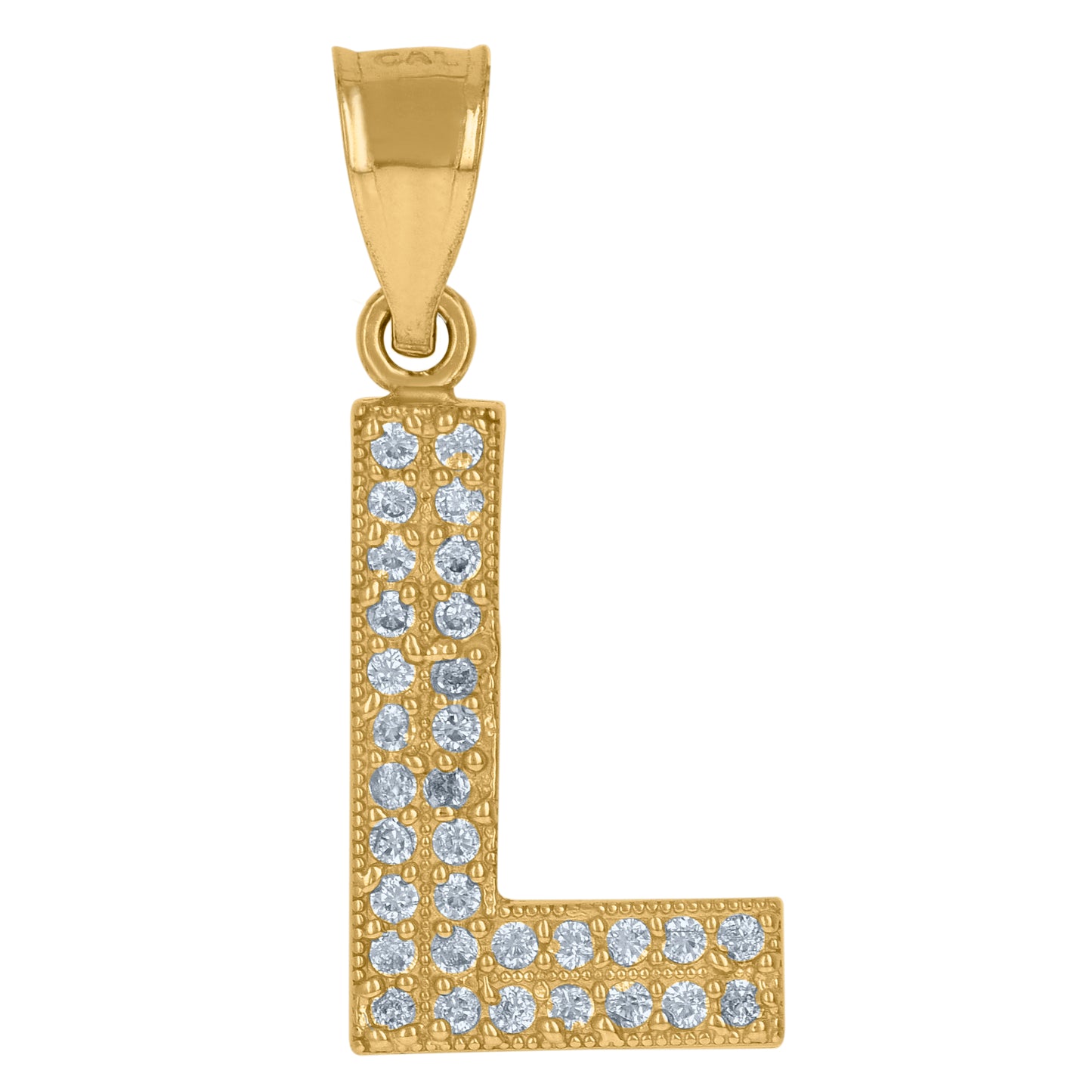10K Yellow Gold Womens Cubic Zirconia Alphabet Initial Charm Pendant