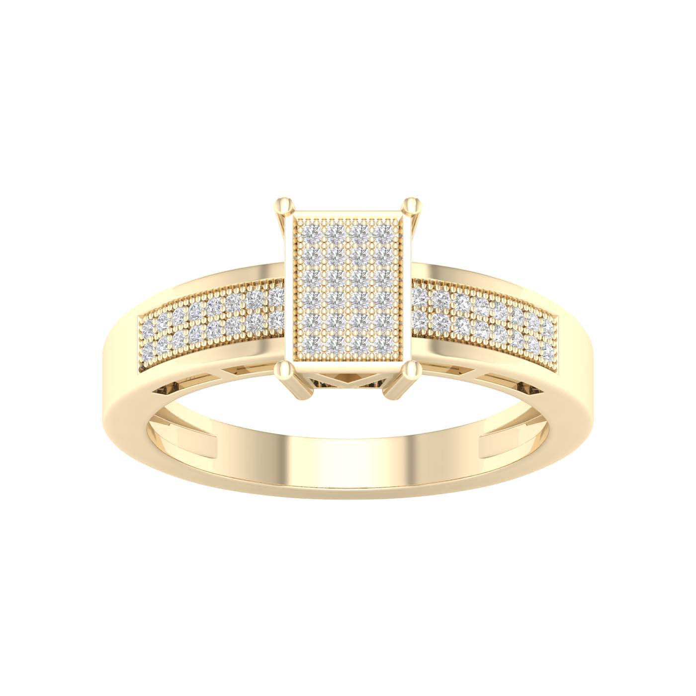 10K Yellow Gold 0.17 Cttw Diamond Ladies Micropave Rings
