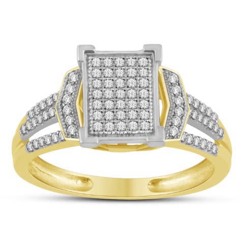 10K Yellow Gold 0.25 Cttw Diamond Ladies Micropave Rings