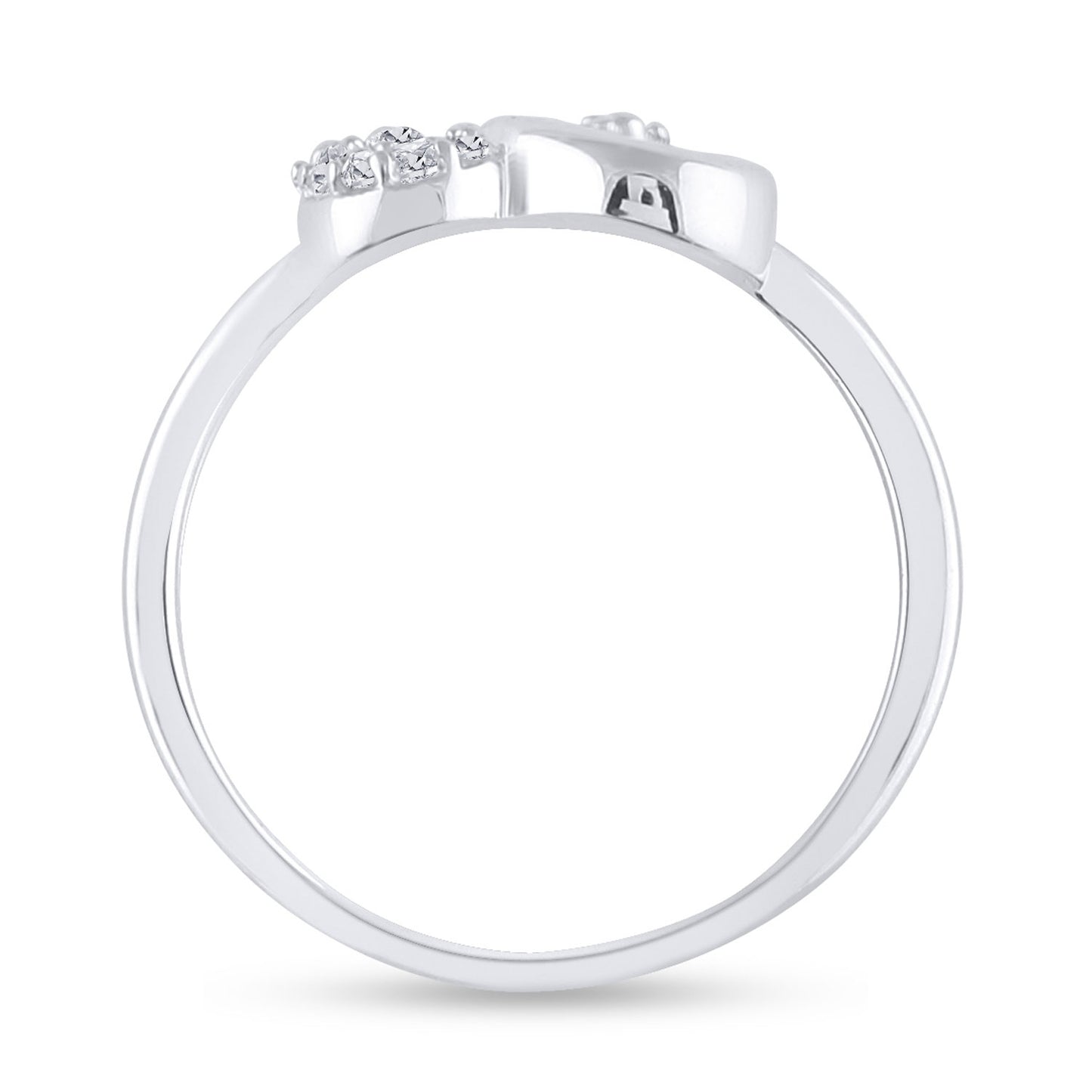 Sterling Silver Womens Round Diamond Heart Ring 1/20 Cttw, Womens Size: 5-10