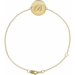 14K Yellow Gold 15 X 15 Mm 6 1/2-7 1/2 In Polished Engravable Disc Bracelet