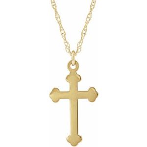 14K Yellow Gold 16 X 4.27 Mm 18 In Polished Cross Necklace