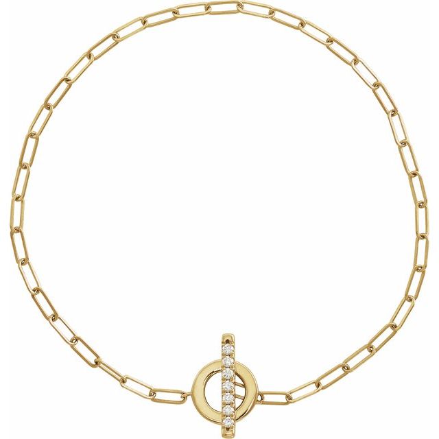 14K Yellow Gold Round 1.5 Mm 7 In I1, G-H Polished 1/10 Ctw Diamond Toggle Bracelet